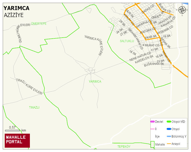 YARIMCA Mahallesi Haritası | Yükselti ve Doğa Özellikleri