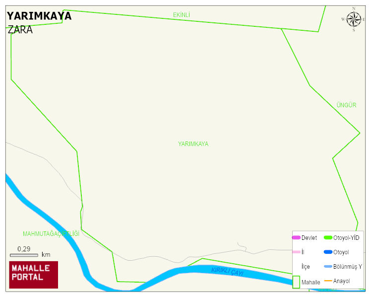 YARIMKAYA Köyü Haritası | Mahalle ve Köy Sınırı