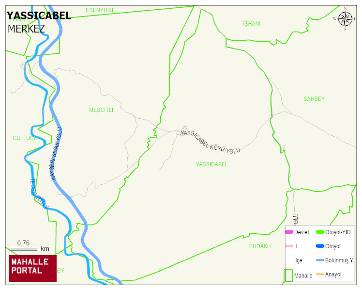 YASSICABEL Köyü Haritası | İnteraktif Köy ve Mahalle Sınırları