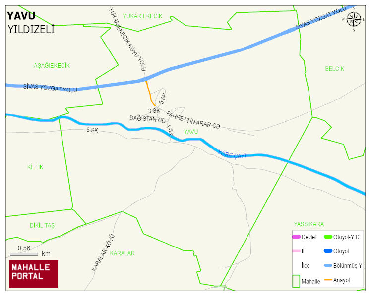 YAVU Köyü Haritası | Yükselti ve Doğa Özellikleri