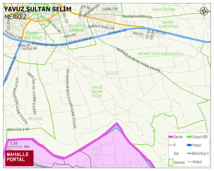 YAVUZ SULTAN SELİM Mahallesi Haritası | Coğrafi Yapı ve Detaylı Haritası