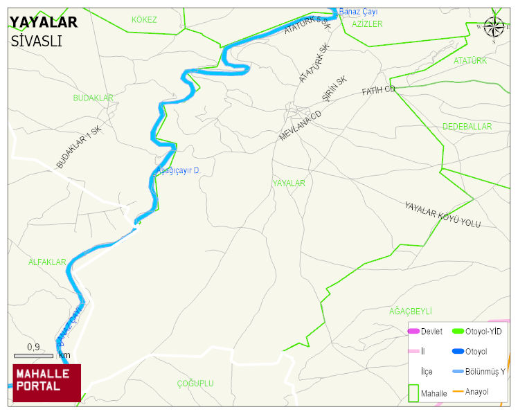 YAYALAR Köyü Haritası | Sayısal Bölge Görünümü