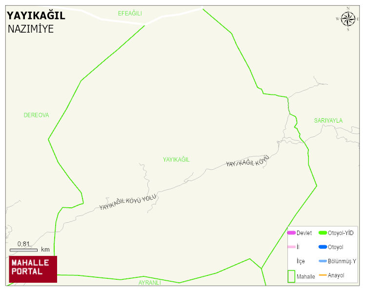 YAYIKAĞIL Köyü Haritası | Yükselti ve Doğa Özellikleri