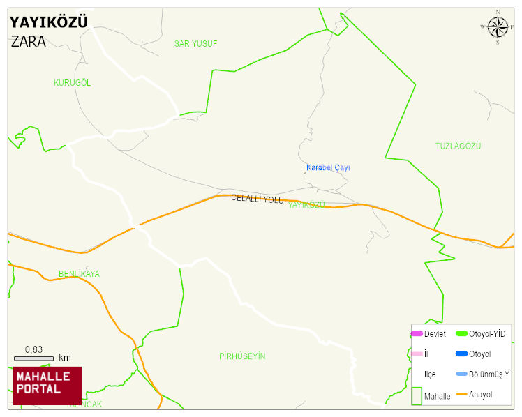 YAYIKÖZÜ Köyü Haritası | Yükselti ve Doğa Özellikleri