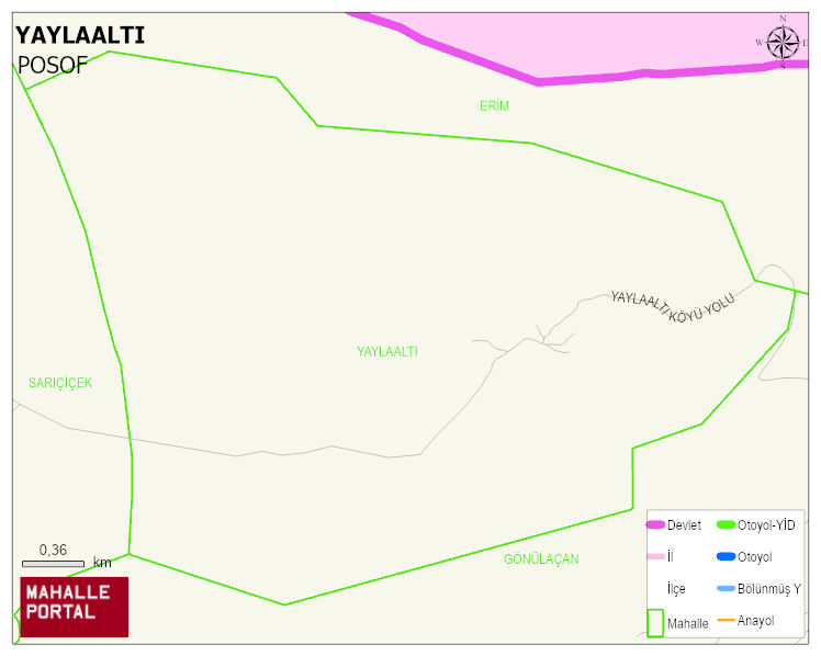 YAYLAALTI Köyü Haritası | Dağlar, Ovalar ve Akarsu Bilgileri