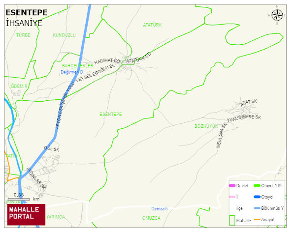 YAYLABAĞI BELDESİ ESENTEPE Mahallesi Haritası | Mahalle ve Köy Sınırı