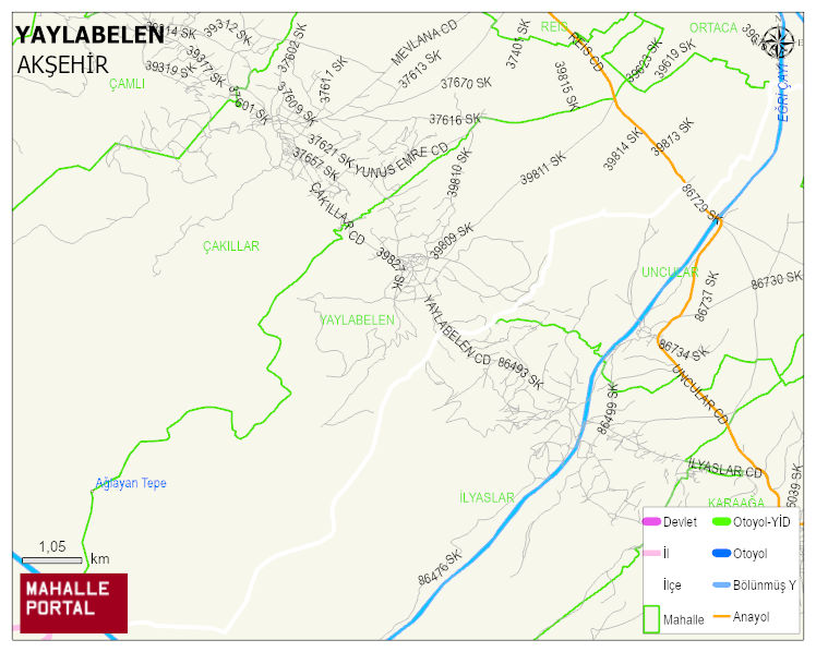 YAYLABELEN Mahallesi Haritası | Yükselti ve Doğa Özellikleri