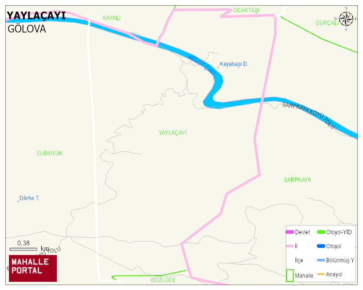 YAYLAÇAYI Köyü Haritası | Dağlar, Ovalar ve Akarsu Bilgileri