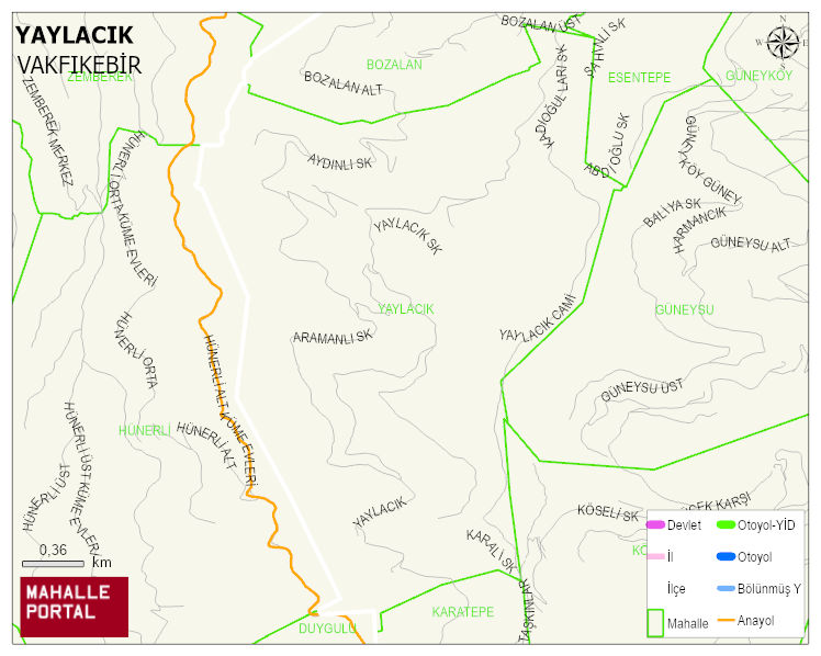 YAYLACIK Mahallesi Haritası | Yükselti ve Doğa Özellikleri