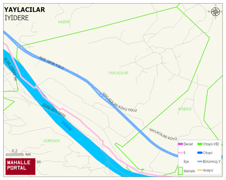 YAYLACILAR Köyü Haritası | Mahalle ve Köy Sınırı