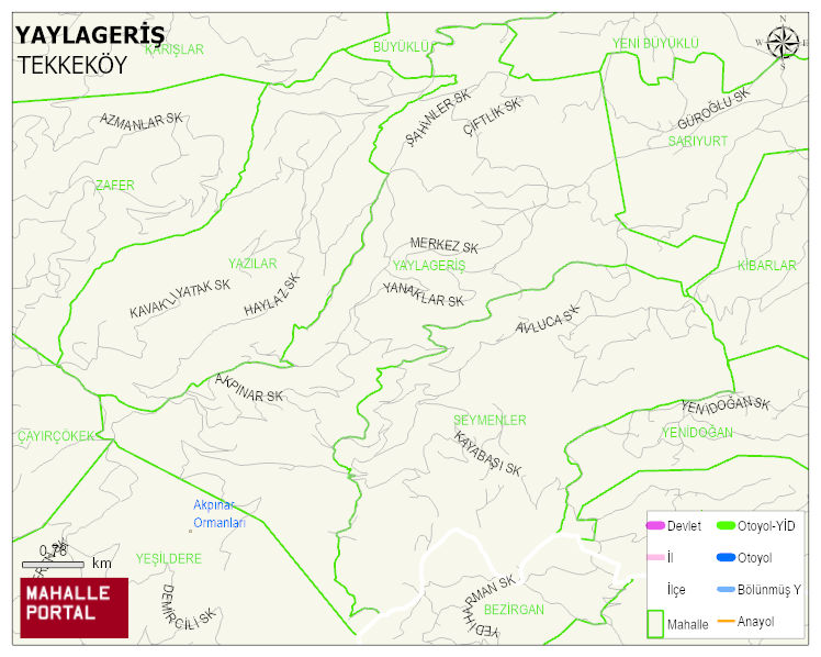 YAYLAGERİŞ Mahallesi Haritası | Mahalle ve Köy Sınırı