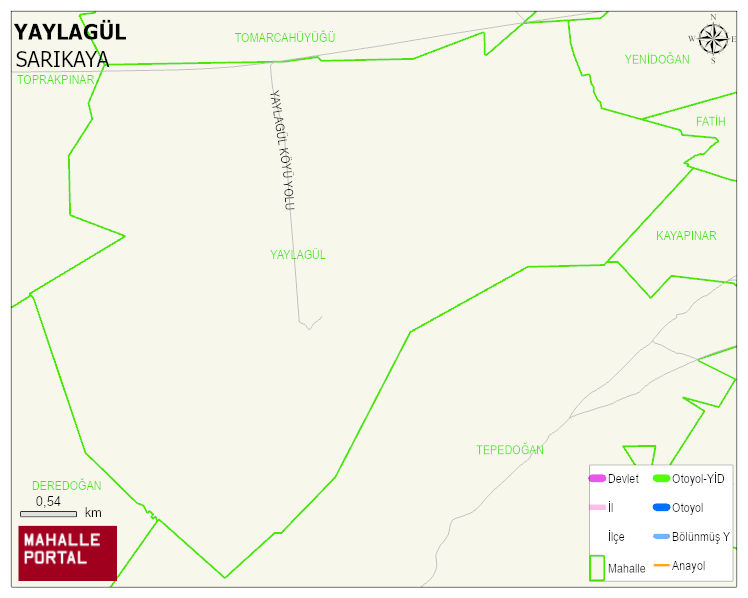 YAYLAGÜL Köyü Haritası | Dağlar, Ovalar ve Akarsu Bilgileri