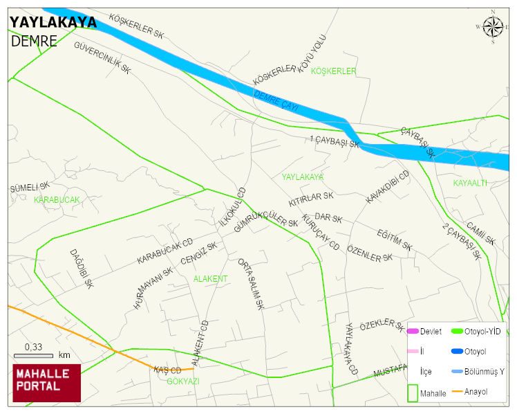 YAYLAKAYA Mahallesi Haritası | Mahalle ve Köy Sınırı