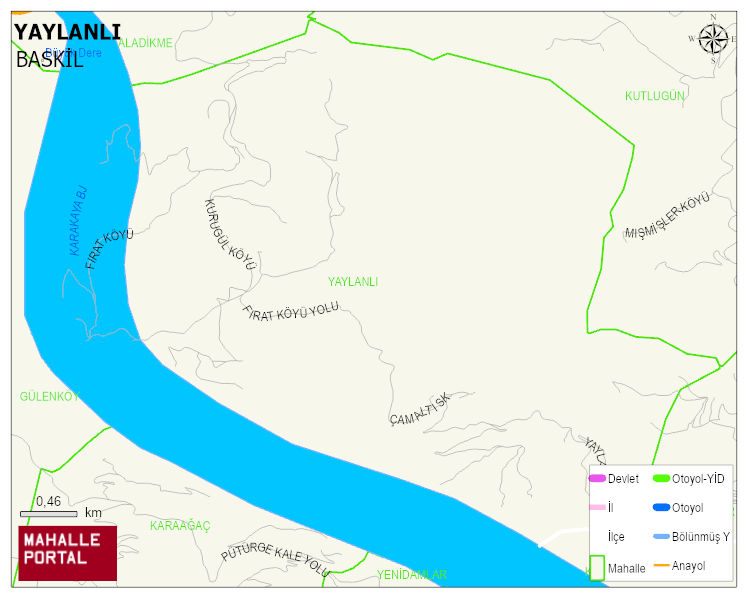 YAYLANLI Köyü Haritası | Yükselti ve Doğa Özellikleri