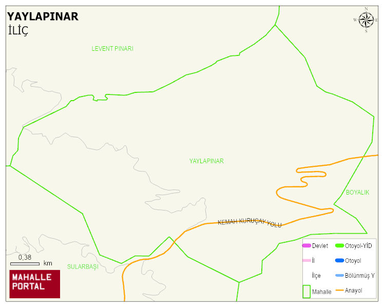 YAYLAPINAR Köyü Haritası | Mahalle ve Köy Sınırı