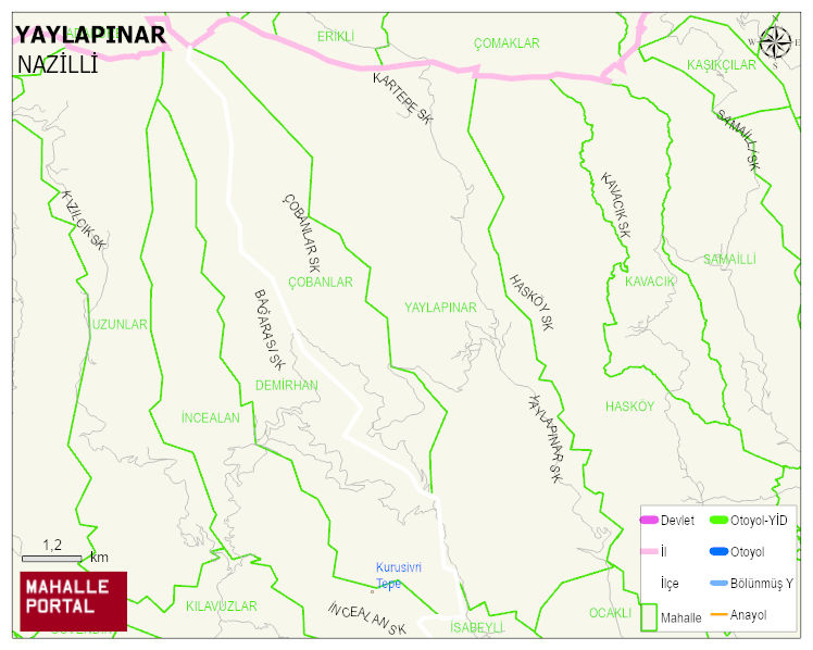 YAYLAPINAR Mahallesi Haritası | Yükselti ve Doğa Özellikleri