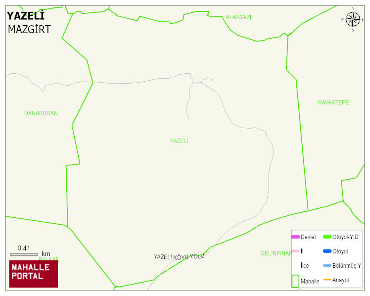 YAZELİ Köyü Haritası | Detaylı Köy ve Mahalle Görünümü