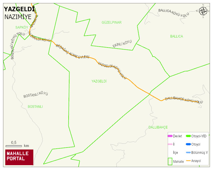 YAZGELDİ Köyü Haritası | Dağlar, Ovalar ve Akarsu Bilgileri