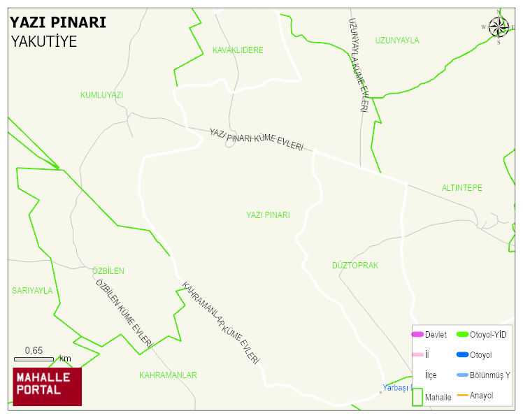YAZI PINARI Mahallesi Haritası | Coğrafi Yapı ve Detaylı Haritası
