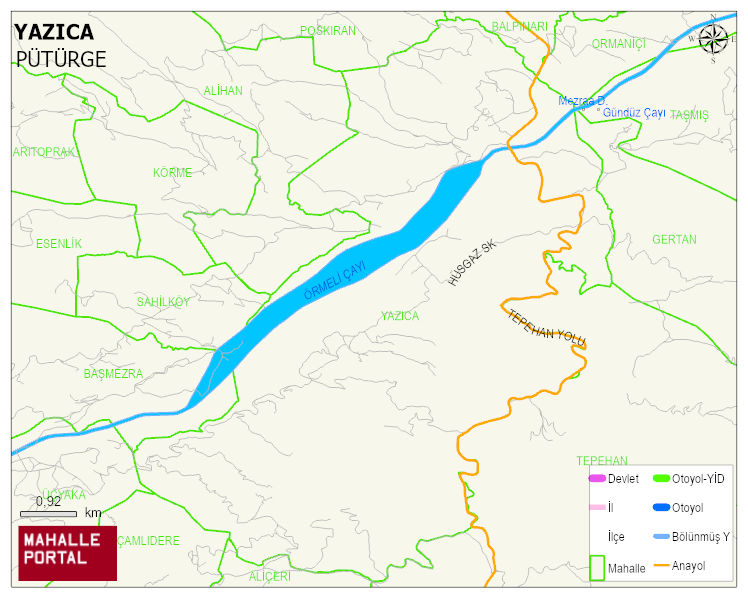 YAZICA Mahallesi Haritası | Dağlar, Ovalar ve Akarsu Bilgileri