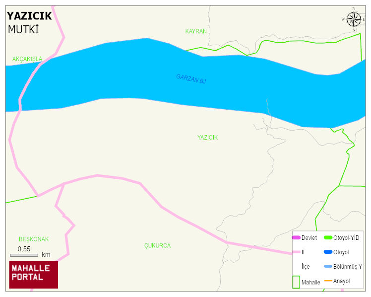 YAZICIK Köyü Haritası | Mahalle ve Köy Sınırı