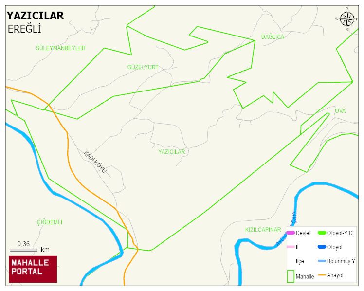 YAZICILAR Köyü Haritası | Coğrafi Yapı ve Detaylı Haritası