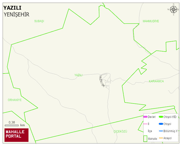 YAZILI Mahallesi Haritası | Dağlar, Ovalar ve Akarsu Bilgileri