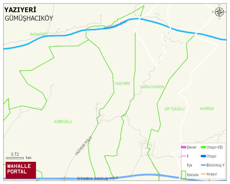 YAZIYERİ Köyü Haritası | Mahalle ve Köy Sınırı