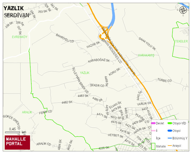 YAZLIK Mahallesi Haritası | Yükselti ve Doğa Özellikleri