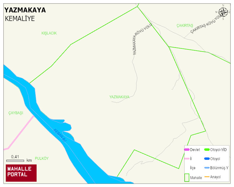 YAZMAKAYA Köyü Haritası | Sayısal Bölge Görünümü
