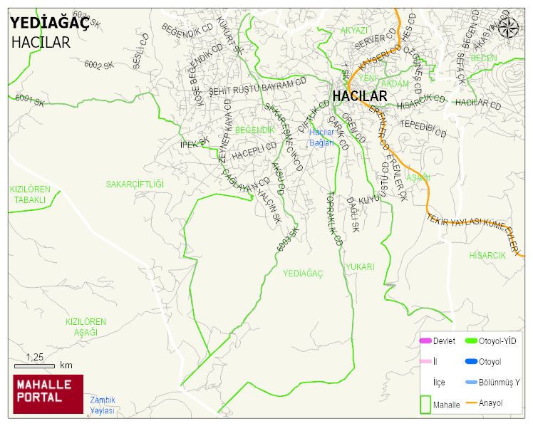 YEDİAĞAÇ Mahallesi Haritası | Güncel Mahalle ve Köy Haritası