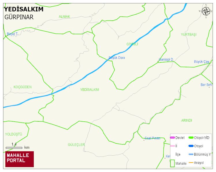 YEDİSALKIM Mahallesi Haritası | İnteraktif Köy ve Mahalle Sınırları