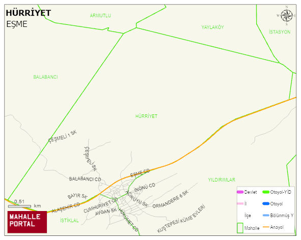 YELEĞEN BELDESİ HÜRRİYET Mahallesi Haritası | İnteraktif Köy ve Mahalle Sınırları