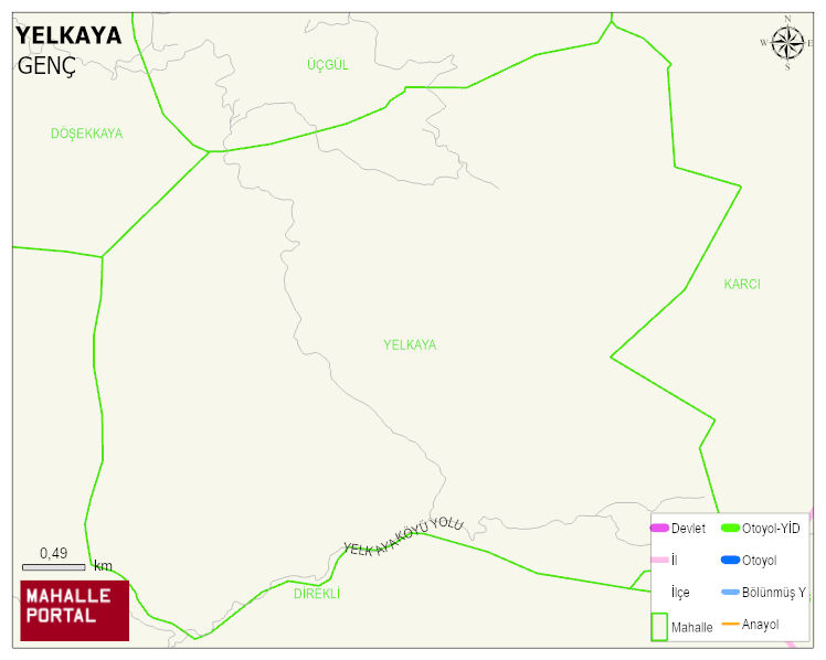 YELKAYA Köyü Haritası | Dağlar, Ovalar ve Akarsu Bilgileri