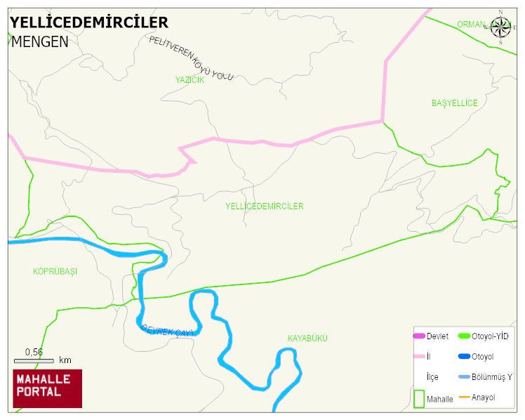 YELLİCEDEMİRCİLER Köyü Haritası | Yükselti ve Doğa Özellikleri