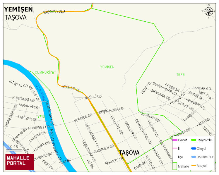 YEMİŞEN Mahallesi Haritası | Dağlar, Ovalar ve Akarsu Bilgileri