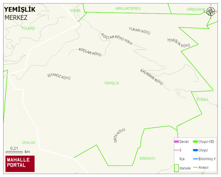 YEMİŞLİK Köyü Haritası | İnteraktif Köy ve Mahalle Sınırları