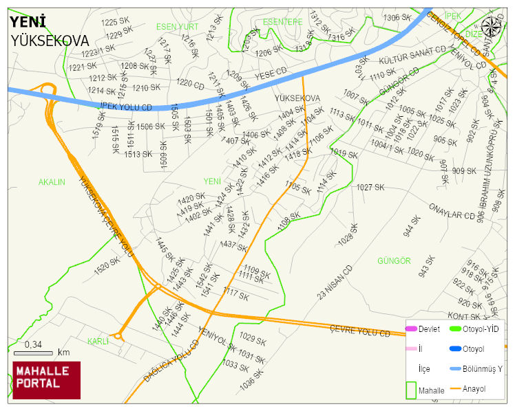 YENİ Mahallesi Haritası | Yükselti ve Doğa Özellikleri