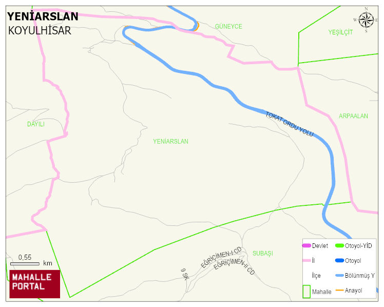 YENİARSLAN Köyü Haritası | Mahalle ve Köy Sınırı