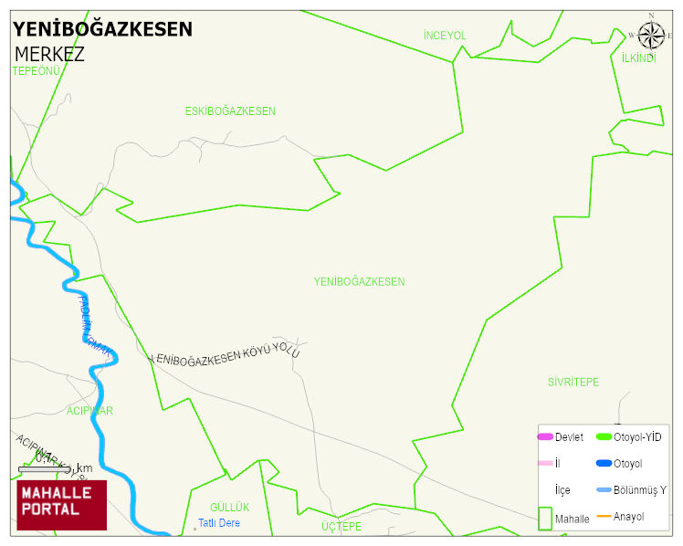 YENİBOĞAZKESEN Köyü Haritası | Sayısal Bölge Görünümü