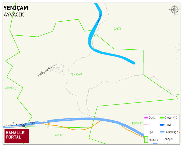 YENİÇAM Köyü Haritası | Mahalle ve Köy Sınırı