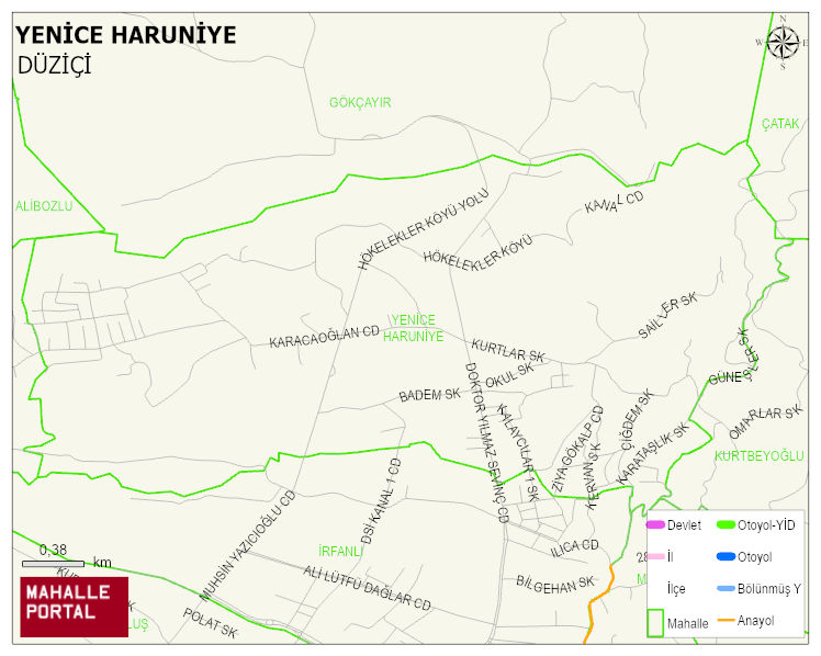 YENİCE HARUNİYE Mahallesi Haritası | Mahalle ve Köy Sınırı