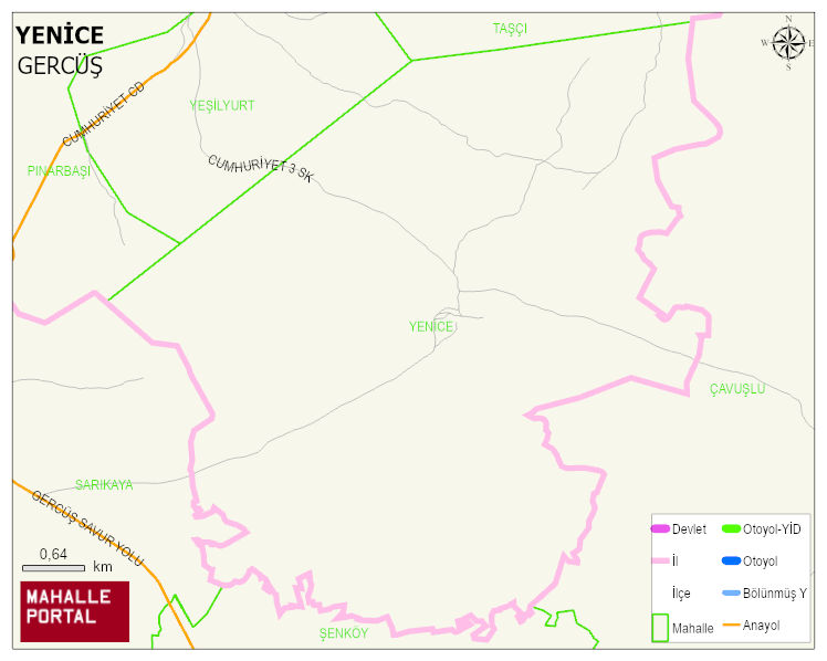 YENİCE Köyü Haritası | İnteraktif Köy ve Mahalle Sınırları