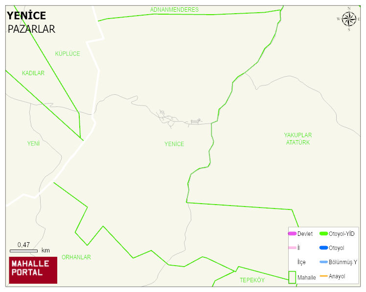 YENİCE Köyü Haritası | Sayısal Bölge Görünümü