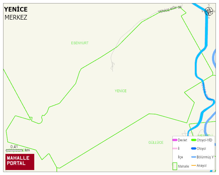 YENİCE Köyü Haritası | Sayısal Bölge Görünümü