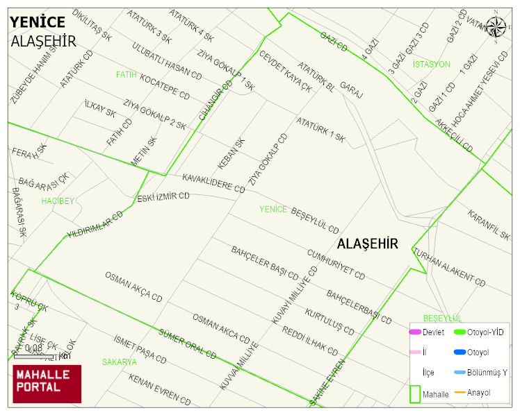 YENİCE Mahallesi Haritası | İnteraktif Köy ve Mahalle Sınırları