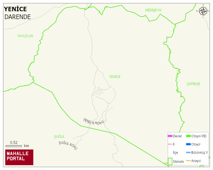YENİCE Mahallesi Haritası | Dağlar, Ovalar ve Akarsu Bilgileri
