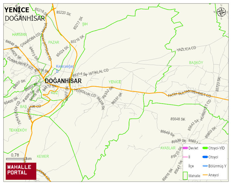 YENİCE Mahallesi Haritası | Coğrafi Yapı ve Detaylı Haritası