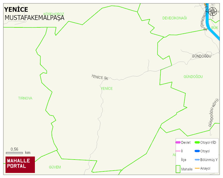 YENİCE Mahallesi Haritası | Mahalle ve Köy Sınırı
