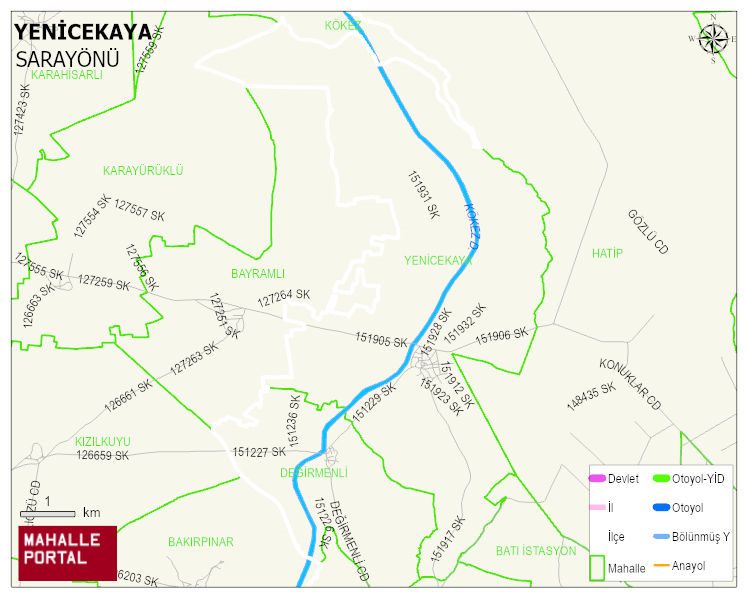 YENİCEKAYA Mahallesi Haritası | İnteraktif Köy ve Mahalle Sınırları